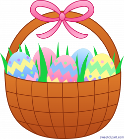 Cute Easter Basket With Eggs Clip Art - Sweet Clip Art