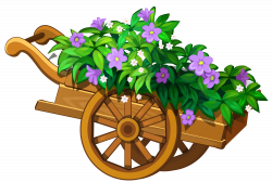 Wooden Garden Wheelbarrow with Flowers PNG Clipart - Best WEB Clipart