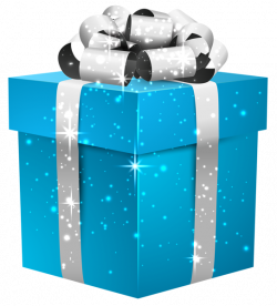 Blue Shining Gift Box with silver Bow | Clipart and Wallpaper ...