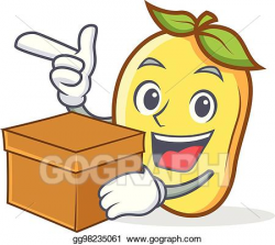 Vector Art - Mango character cartoon mascot with box ...