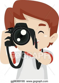 Vector Stock - Kid boy taking pictures using a digital ...