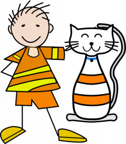 Boy With Cat Clipart