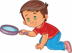 Boy Magnifying glass Child Clip art - A child with a magnifying ...