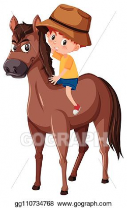 EPS Vector - A boy riding a horse. Stock Clipart ...