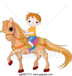 Vector Art - Boy on horse. Clipart Drawing gg55871771 - GoGraph