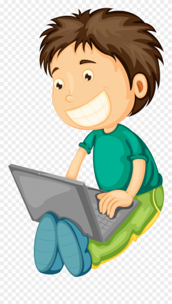 Computer Boy Clipart - Boy And Girl On Laptop Clipart - Png ...