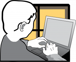 Clipart - Boy Working On A Laptop