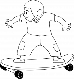Skateboarding Kid Coloring Page - Free Clip Art