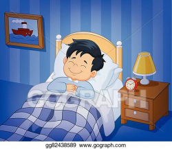 EPS Illustration - Cartoon smile little boy sleeping ...