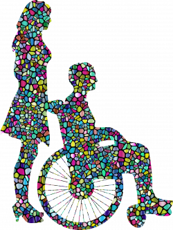 Clipart - Polyprismatic Tiled Woman Pushing Man In Wheelchair ...