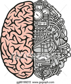 Vector Art - Brain machinery icon for business, science ...
