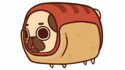 cute kawaii dog pug hotdog animal nature food yummy fat...