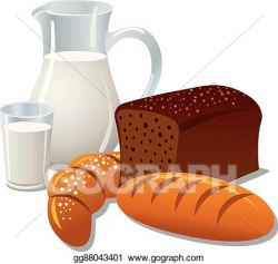 Clip Art Vector - Milk and bread. Stock EPS gg88043401 - GoGraph