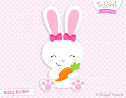 Bunny clipart, Easter clipart, girl bunny clipart, baby bunny, Commercial  Use, INSTANT DOWNLOAD