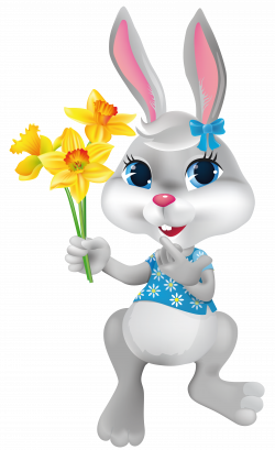 Easter Bunny with Daffodils PNG Clipart Picture | Gallery ...