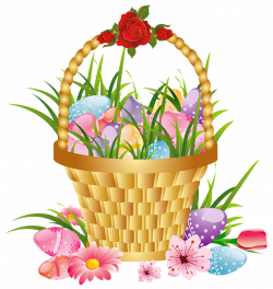 Easter Basket with Eggs and Flowers PNG Picture Clipart | Gallery ...