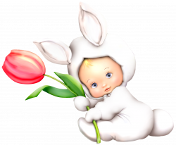 Easter Bunny Kid with Tulip PNG Clipart Picture | Morehead Easter ...