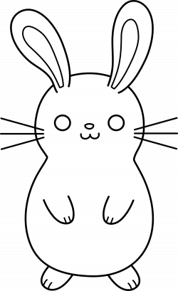 Cute Colorable Easter Bunny - Free Clip Art
