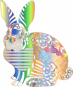 Clipart - Chromatic Floral Rabbit No Background