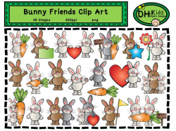 Bunny Friends Clip Art - Digital Clipart - Instant Download