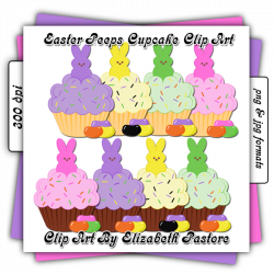 Easter bunny peeps cupcake clip art consist of 8 cupcakes. You gets ...