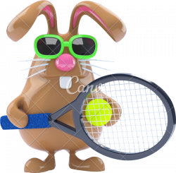 3d Easter Bunny Playing Tennis - Photos by Canva