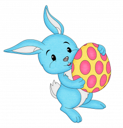 Easter Blue Bunny with Egg Transparent PNG Clipart | Gallery ...