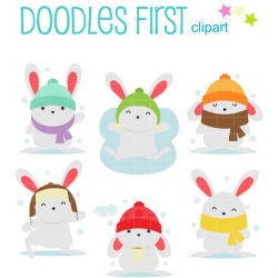 Winter Bunny Clip Art for Scrapbooking Card Making Cupcake Toppers Paper  Crafts