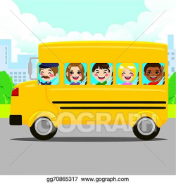EPS Illustration - Kids riding school bus. Vector Clipart ...