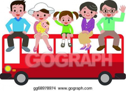 Vector Art - Happy family and tourist bus. EPS clipart ...