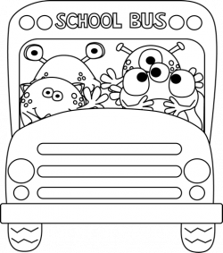 Black and White Monster School Bus Clip Art - Black and ...