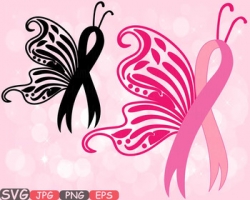 Breast Cancer Butterfly SVG Props clipart Awareness autism ribbon survivor  544s