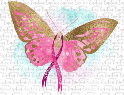 Breast Cancer Awareness Butterfly clipart, instant download, Sublimation  graphics, PNG