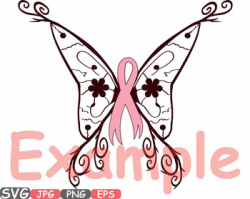 Breast Cancer Butterfly SVG swirl Props clipart Awareness ribbon survivor  -514s