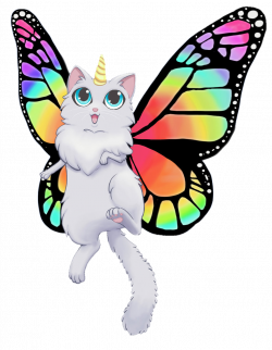 butterfly cat unicorn - Sticker by Das Mia