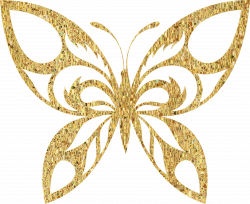 Clipart - Gold Tiled Tribal Butterfly Silhouette Variation 2 No ...