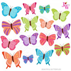 Beautiful Butterflies Cute Digital Clipart, Butterfly Graphics