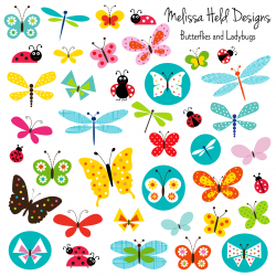 Butterflies and Ladybugs Clipart | Mygrafico Illustrations ...