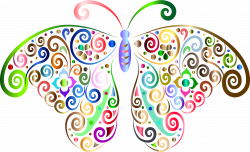 Clipart - Prismatic Floral Flourish Butterfly Silhouette 3 No Background