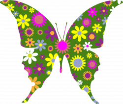 Clipart - Retro Floral Butterfly 3