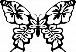 Clipart - Butterfly Flower Line Art