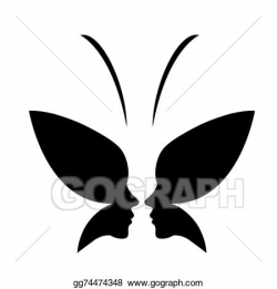 Vector Clipart - Face of a lady and butterfly- logo. Vector ...