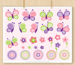 Pink and purple Butterflies Clipart, Spring Butterfly, Baby ...