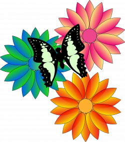 Clipart - butterfly and flowers