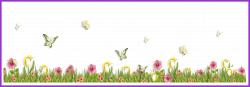 Shocking Grass With Butterflies And Flowers Png Clipart Spring Pict ...