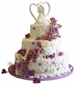 White Wedding Cake with Purple Roses PNG Clipart | wedding ...