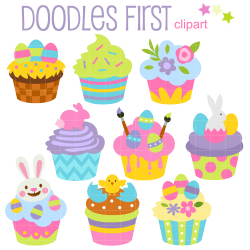 Easter Cupcakes Clip Art Set