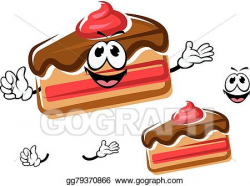 Vector Art - Cartoon cake piece with hands and face. EPS ...