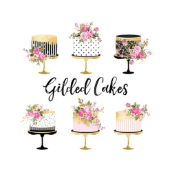 Cake Clipart Gold Foil Cake Clipart Shabby Chic Clipart ...