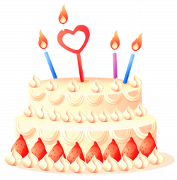 Cake with Strawberries and Candles PNG Clipart | Gallery ...